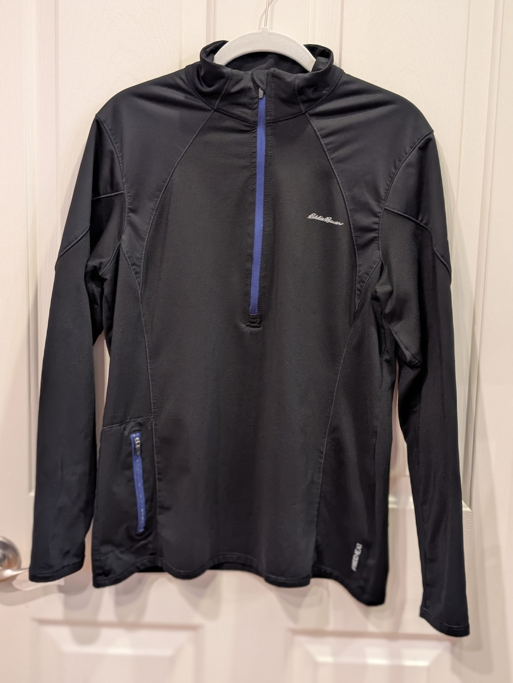 Eddie Bauer Black Utility Jacket with Blue Zipper Accents